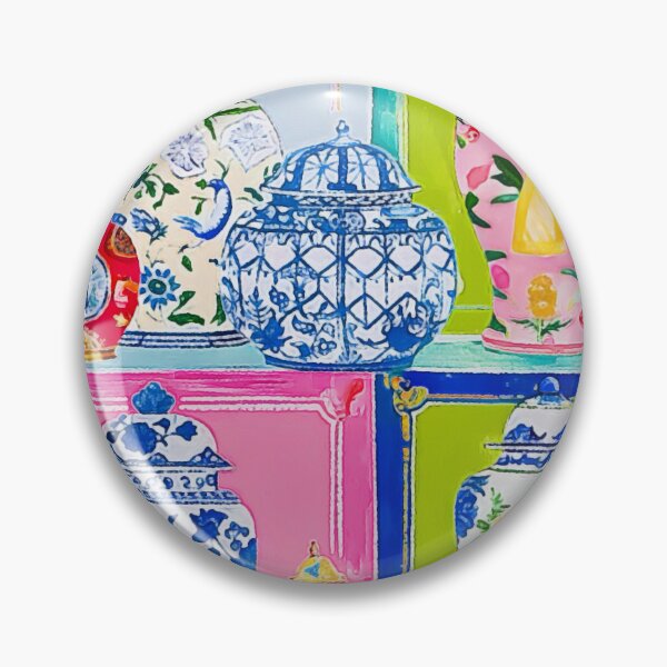 Item preview, Preppy ginger jars patchwork designed and sold by SophieClimaArt.