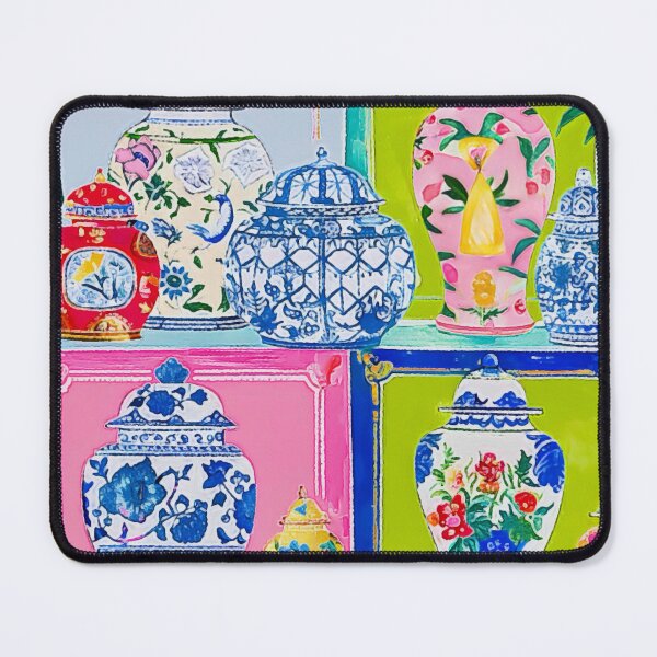 Item preview, Preppy ginger jars patchwork designed and sold by SophieClimaArt.
