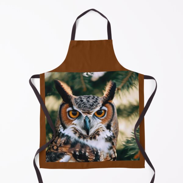 Item preview, Horned Owl in a Pine Tree portrait designed and sold by CattyCornerPOD.