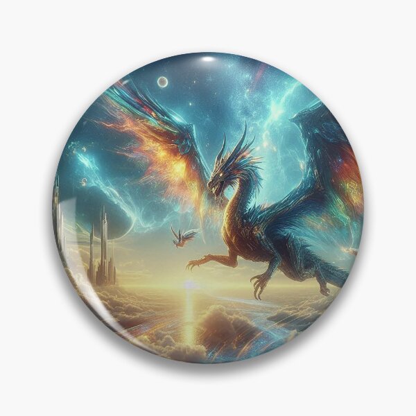 Item preview, Flying fantasy dragon in a futuristic setting designed and sold by BlueGnome.