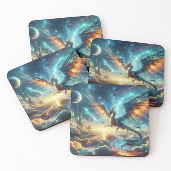Item preview, Flying fantasy dragon in a futuristic setting designed and sold by BlueGnome.