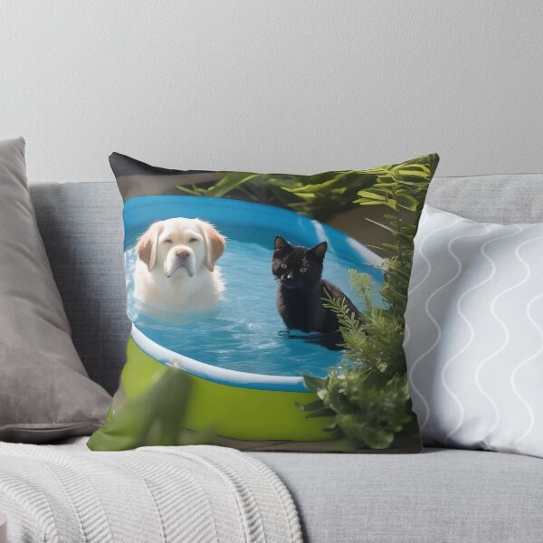 Item preview, dog and cat caught together in pool designed and sold by jonicmarko.
