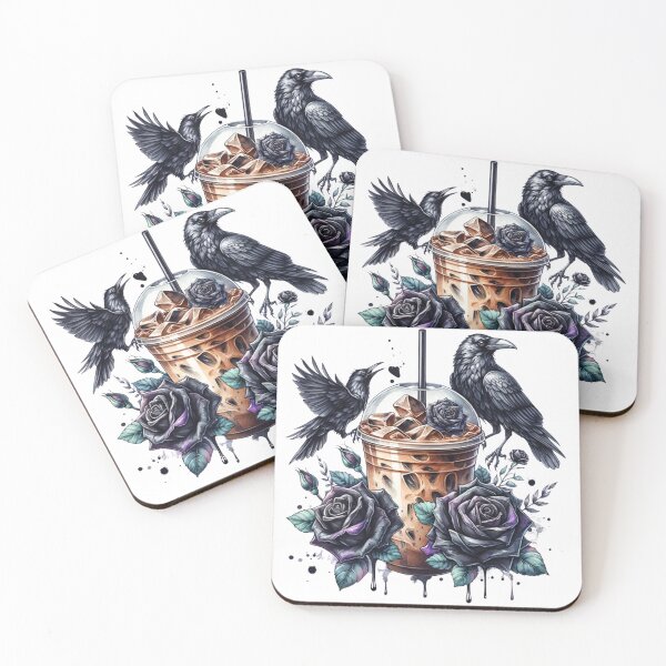 Item preview, Iced Coffee Black Roses Crows designed and sold by EarthArtAvencha.