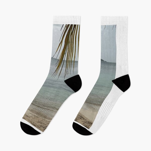 Item preview, calm cloudy day at beach under coconut tree designed and sold by USCOLstore.