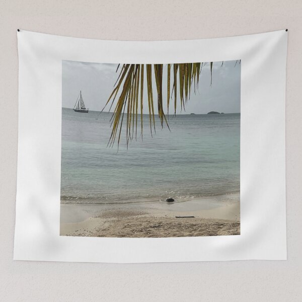 Item preview, calm cloudy day at beach under coconut tree designed and sold by USCOLstore.