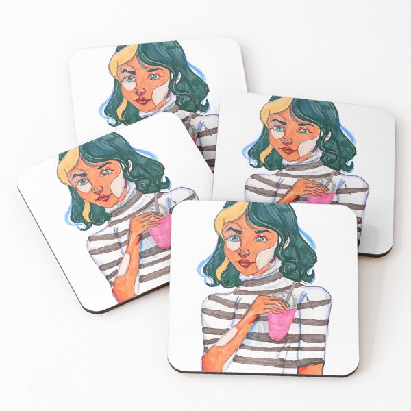Item preview, Girl With Vitiligo Drinking Milkshake designed and sold by nanuartworks.