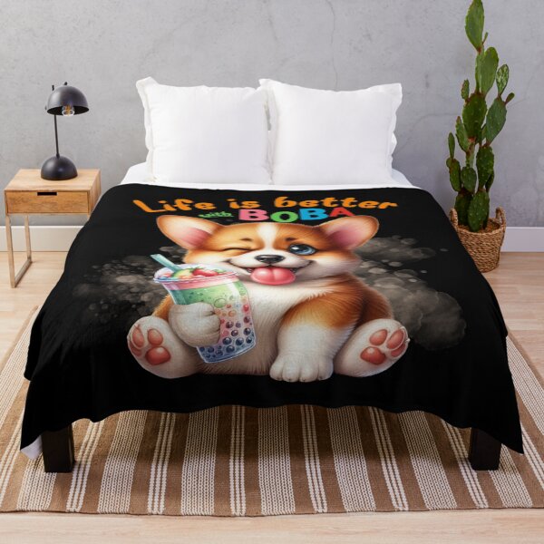 Item preview, Corgi with BOBA tea Milk TEA Bubble tea designed and sold by DegraDesign.