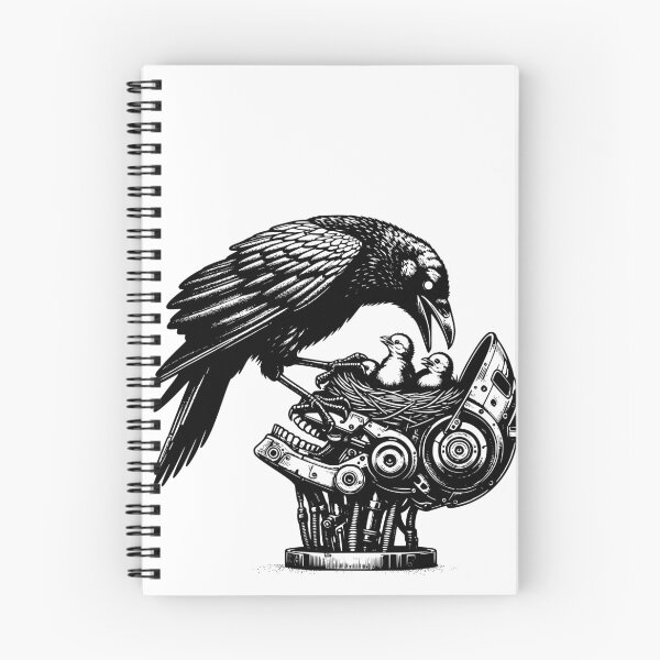 Item preview, Punk Rock Cyber Nature vs Tech Raven caring for nest of Chicks designed and sold by dreamsagellc.