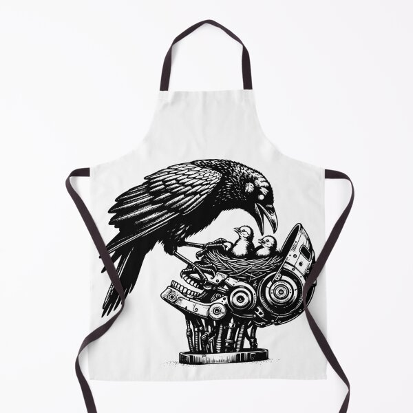 Item preview, Punk Rock Cyber Nature vs Tech Raven caring for nest of Chicks designed and sold by dreamsagellc.