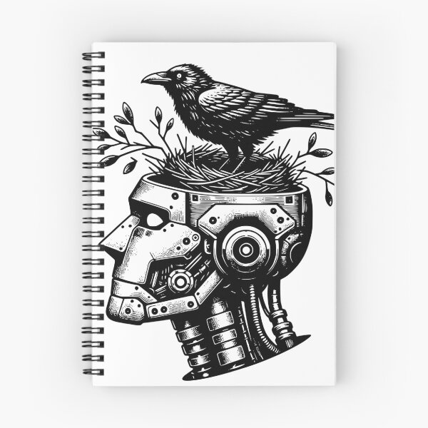 Item preview, Crow Nesting in Robot Head - Cyber Punk Gothic designed and sold by dreamsagellc.