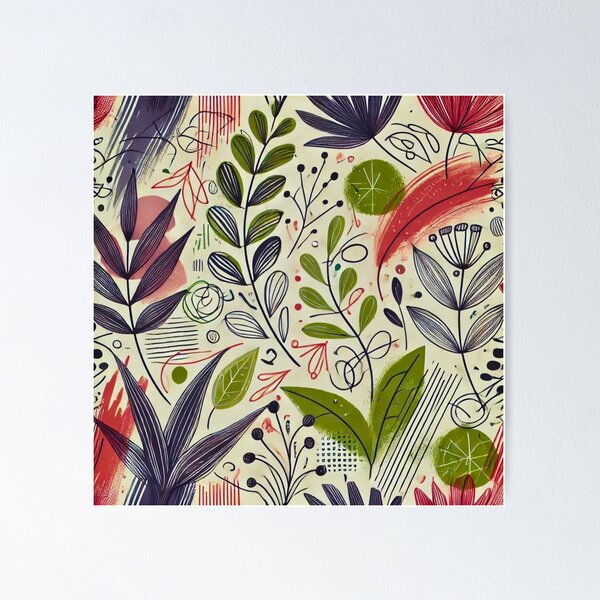 Item preview, Abstract and Colorful Botanical Pattern - Modern and Artistic Design designed and sold by Marinaso.
