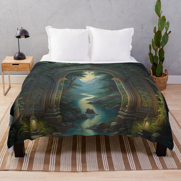 Item preview, Enchanted Forest Pathway Majestic Mountain Landscape designed and sold by EnchantedVista.