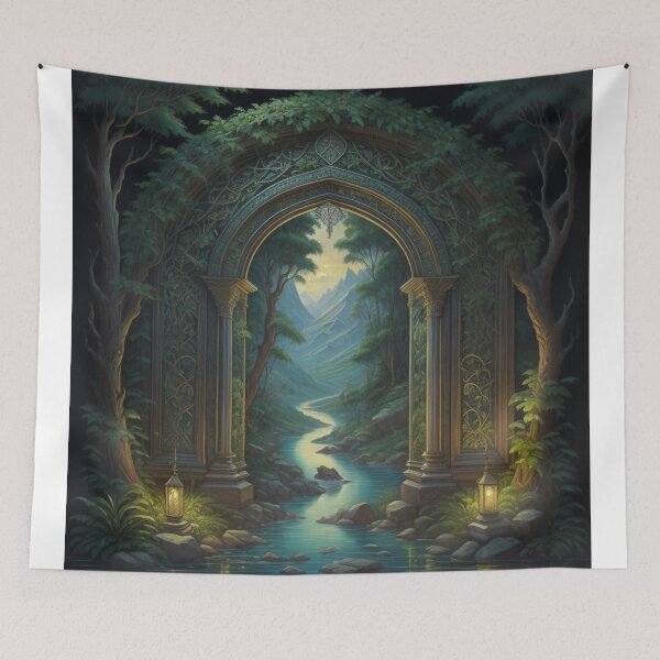 Item preview, Enchanted Forest Pathway Majestic Mountain Landscape designed and sold by EnchantedVista.