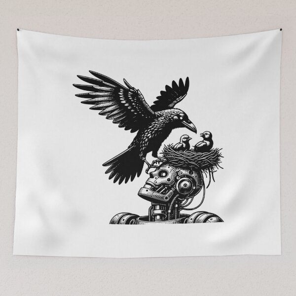 Item preview, Raven Nest - Robot - Nature vs Tech - Gothic Cyber  designed and sold by dreamsagellc.
