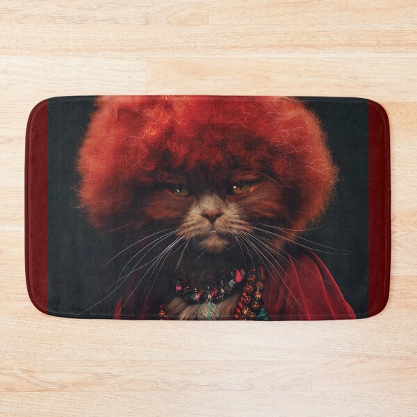 Item preview, Red afro cat portrait dressed red clothes designed and sold by anetajanes.