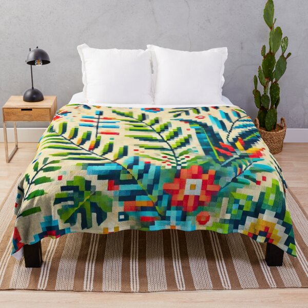 Item preview, Pixelated Tropical Pattern - Colorful and Modern Design designed and sold by Marinaso.