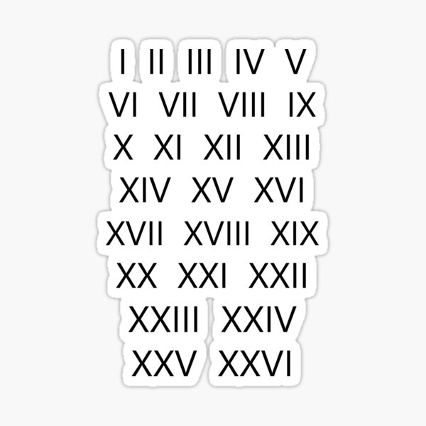 2019 xxiv xxv numerals roman numbers Color Coded