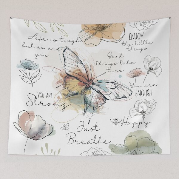 Item preview, Positive affirmations inspirational sayings boho flowers butterfly designed and sold by Inktown.
