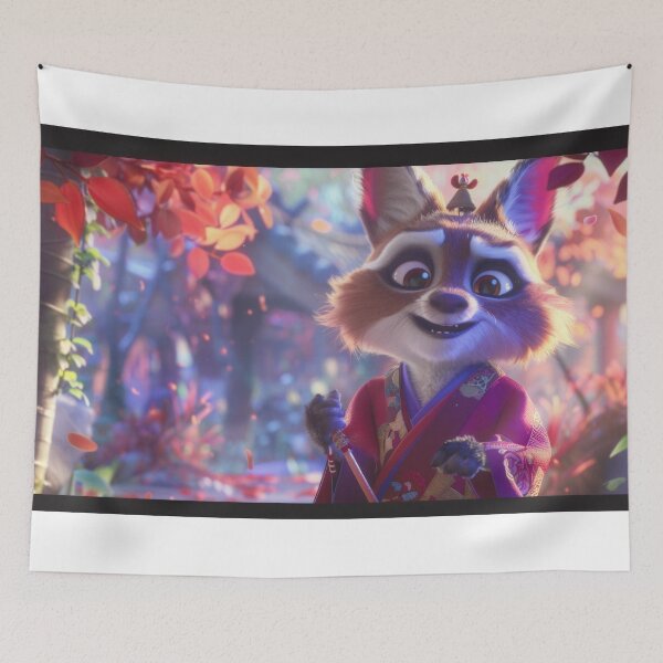 Item preview, Charming Fox in Autumn Kimono designed and sold by JedsOnline.