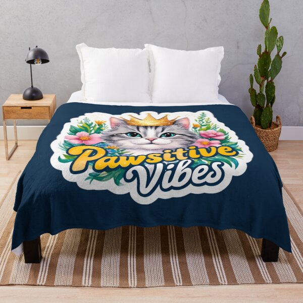 Item preview, Pawsitive Vibes Cute Cat Quote With Flowers designed and sold by TheArtOfPat.