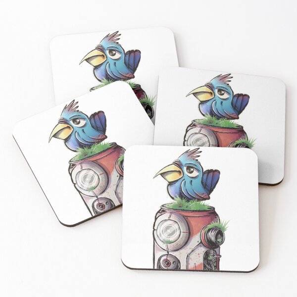 Item preview, COLA - Forgotten Robot with Bird - Cute Sci-Fi Cartoon Illustration designed and sold by SrGeeOh.