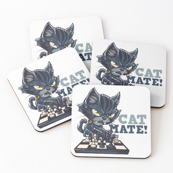 Item preview, Cat playing chess, checkmate cartoon style designed and sold by Stereotype-pro.