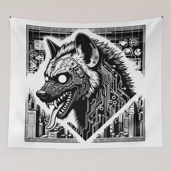 Item preview, Vicious Hyena Tech Cyberpunk | Futuristic Wildlife Art designed and sold by dreamsagellc.