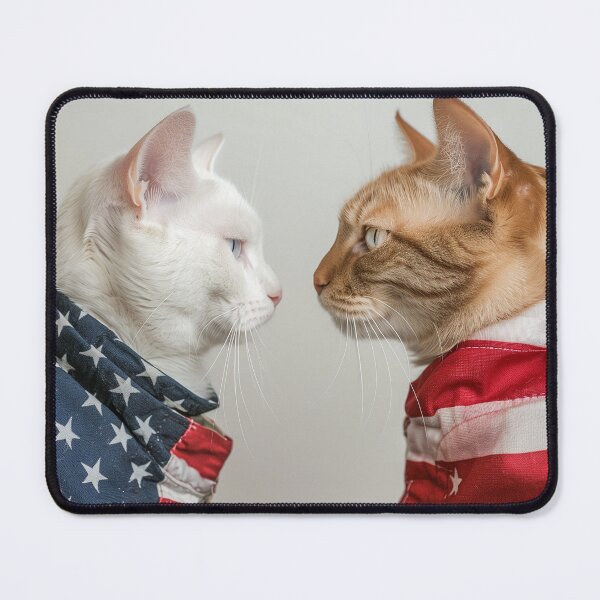 Item preview, USA presidential election 2024, white cat and red cat Usa flag designed and sold by anetajanes.