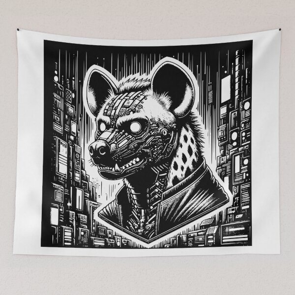 Item preview, Goth Vicious Hyena Tech Cyberpunk Cityscape designed and sold by dreamsagellc.