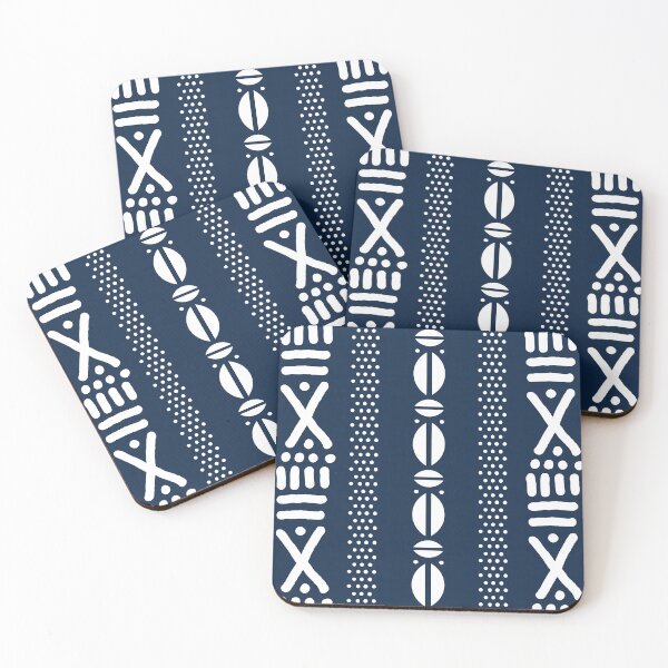 Item preview, Dark Blue African Inspired Denim Mud Cloth Bogolan Motif Design designed and sold by funkyvibes.