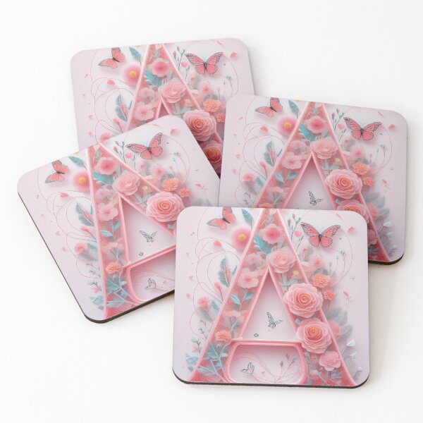 Item preview, Floral letter A with pastel pink roses and butterflies, paper cutouts of flowers  designed and sold by navitalidesign.