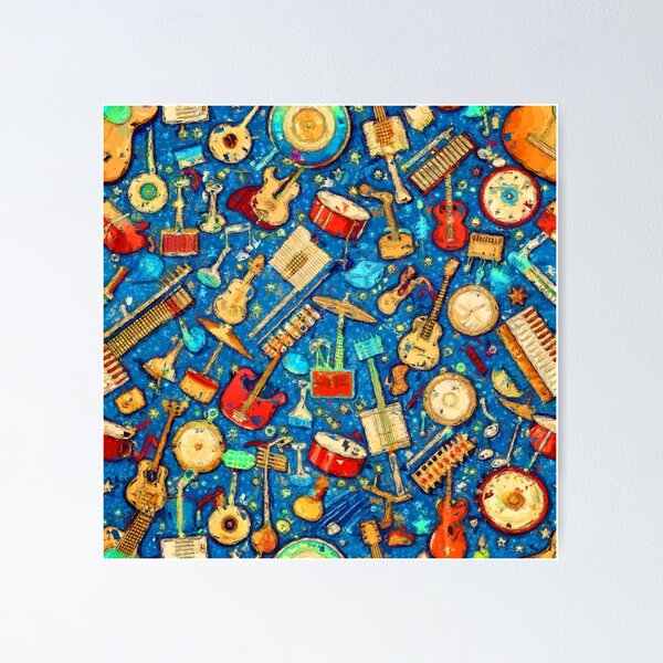 Item preview, Musical Galaxy: Vibrant Instruments and Notes Pattern designed and sold by Michael van der Hoorn.