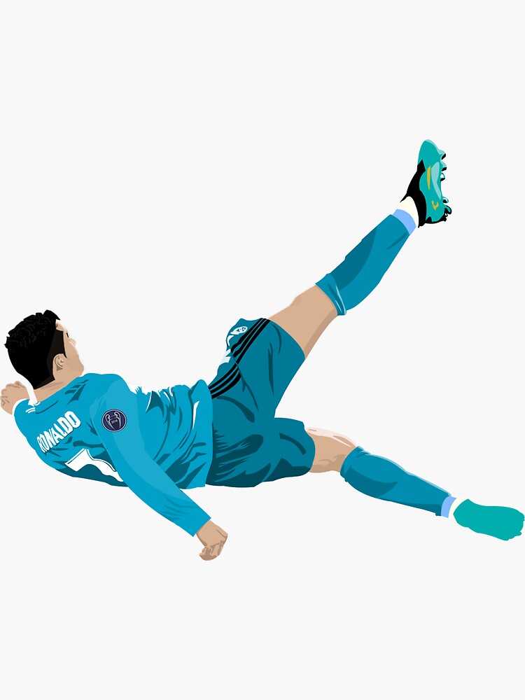 "Cristiano Ronaldo Bicycle Kick" Sticker by p00ptart | Redbubble