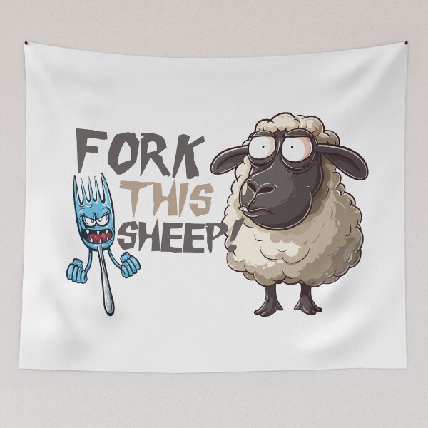 Item preview, Fork this sheep funny cartoon designed and sold by Stereotype-pro.