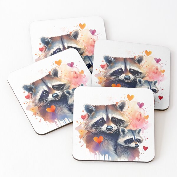Item preview, Mom, raccoon, child, family, parent, hearts, mother's love designed and sold by Eamornia.