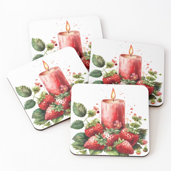 Item preview, Strawberry Harvest Altar Candle Watercolor Clipart designed and sold by ManeeStore.