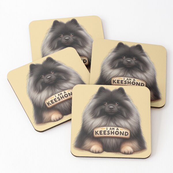 Item preview, Keeshond Identity Crisis - Funny Dog Portrait with Wooden Sign designed and sold by Woof-n-Wear.