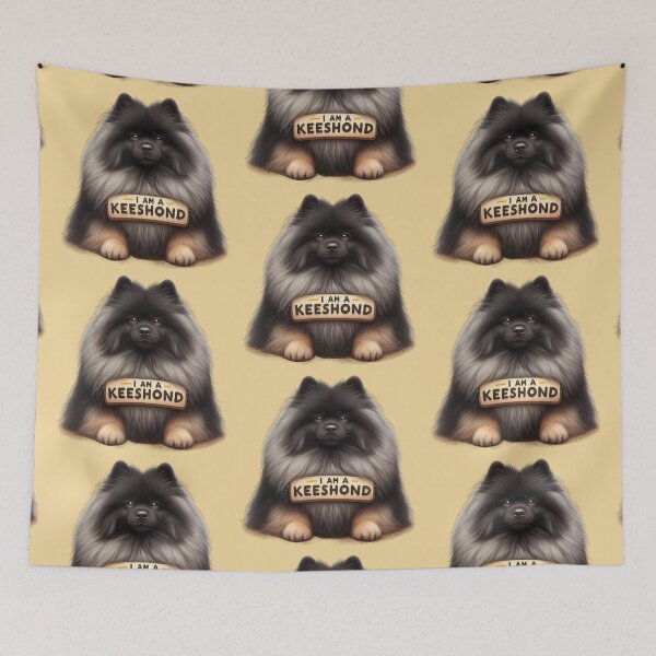 Item preview, Keeshond Identity Crisis - Funny Dog Portrait with Wooden Sign designed and sold by Woof-n-Wear.