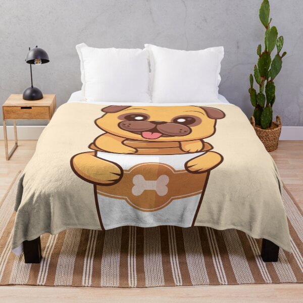 Item preview, Cute Pug Dog Hugging Coffee Cup Cartoon Vector Icon - Adorable Animal and Drink Illustration designed and sold by hjian8219.