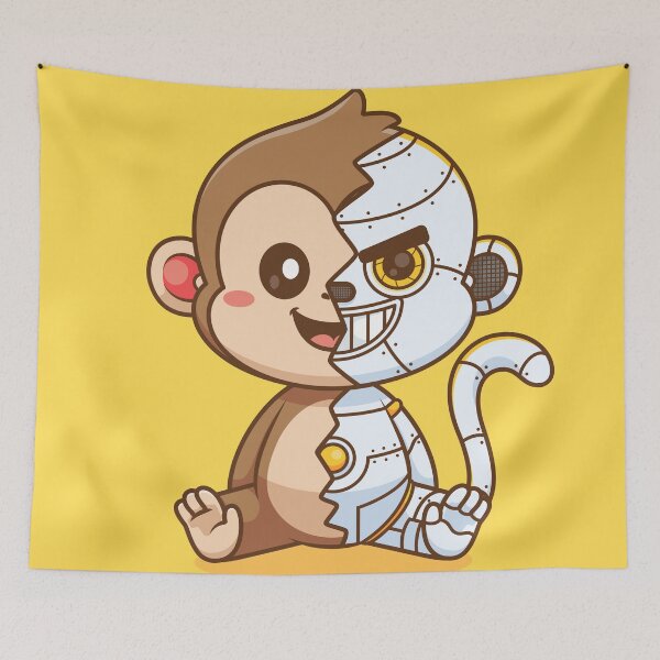 Item preview, Cute Monkey Robot Cyborg Cartoon Vector Icon - Adorable Animal and Technology Illustration designed and sold by hjian8219.