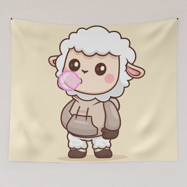 Item preview, Cute Sheep Blowing Gum With Hoodie Cartoon Vector Icon - Adorable Animal and Food Illustration designed and sold by hjian8219.