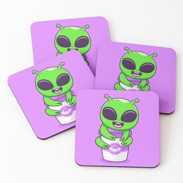 Item preview, Cute Alien Hugging Coffee Cup Cartoon Vector Icon - Whimsical Science and Drink Illustration designed and sold by hjian8219.