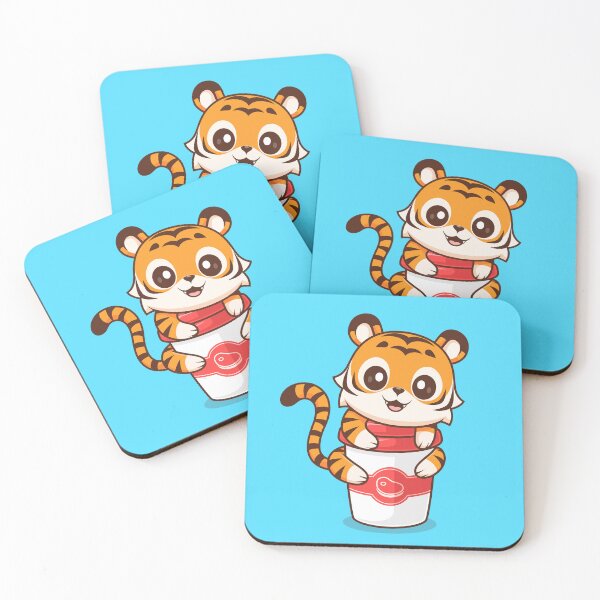 Item preview, Cute Tiger Hugging Coffee Cup Cartoon Vector Icon - Adorable Animal and Drink Illustration designed and sold by hjian8219.