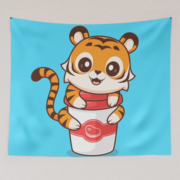 Item preview, Cute Tiger Hugging Coffee Cup Cartoon Vector Icon - Adorable Animal and Drink Illustration designed and sold by hjian8219.