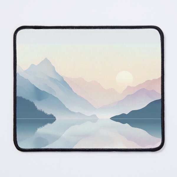 Item preview, Serene pastel mountain range with calm lake print designed and sold by dcrc.
