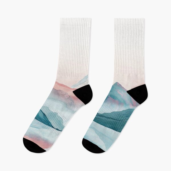 Item preview, Serene pastel mountain range with calm lake print designed and sold by dcrc.