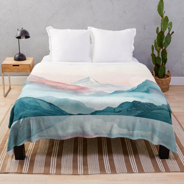 Item preview, Serene pastel mountain range with calm lake print designed and sold by dcrc.