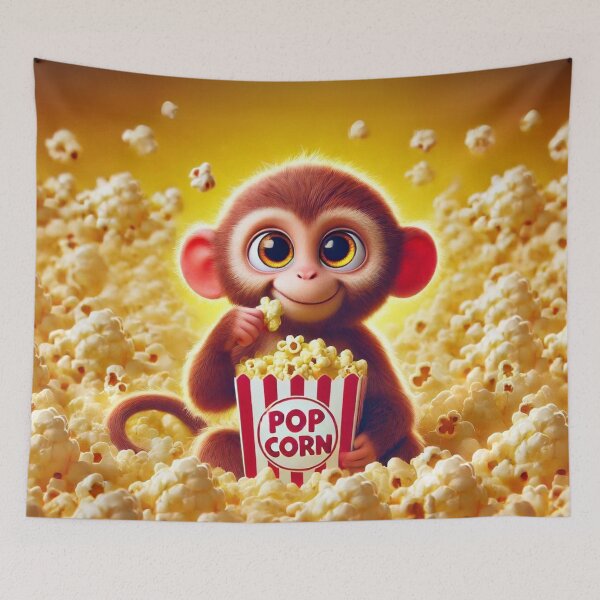 Item preview, Popcorn Party with an Adorable Macaque designed and sold by Sillytoe.