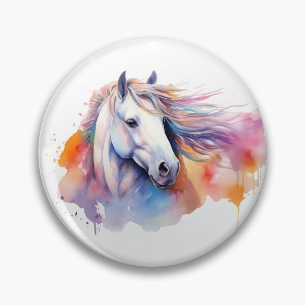 Item preview, White Horse With Colorful Mane In Watercolor designed and sold by New-School-Wave.