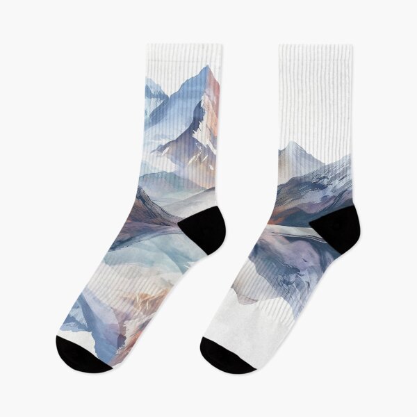 Item preview, serene pastel mountain range with calm lake print designed and sold by dcrc.